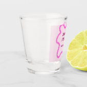Pink pastel retro wedding border frame name date ショットグラス (左)