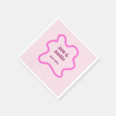 Pink pastel retro wedding border frame name date スタンダードカクテルナプキン (角)