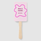 Pink pastel retro wedding border frame name date ハンドファン (裏面)