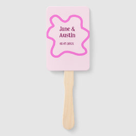 Pink pastel retro wedding border frame name date ハンドファン