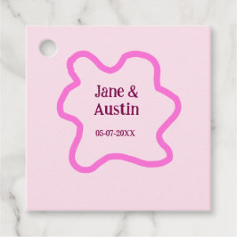 Pink pastel retro wedding border frame name date フェイバータグ