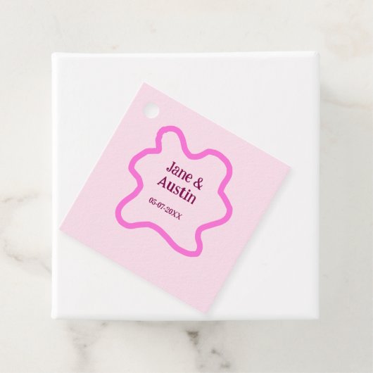 Pink pastel retro wedding border frame name date フェイバータグ (インサイチュ)