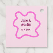 Pink pastel retro wedding border frame name date フェイバータグ (裏面)