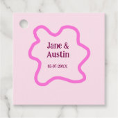 Pink pastel retro wedding border frame name date フェイバータグ (正面)