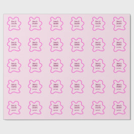 Pink pastel retro wedding border frame name date ラッピングペーパー