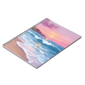Pink Pastel Skies | Ocean Watercolor Beach Waves ノートブック (左側)