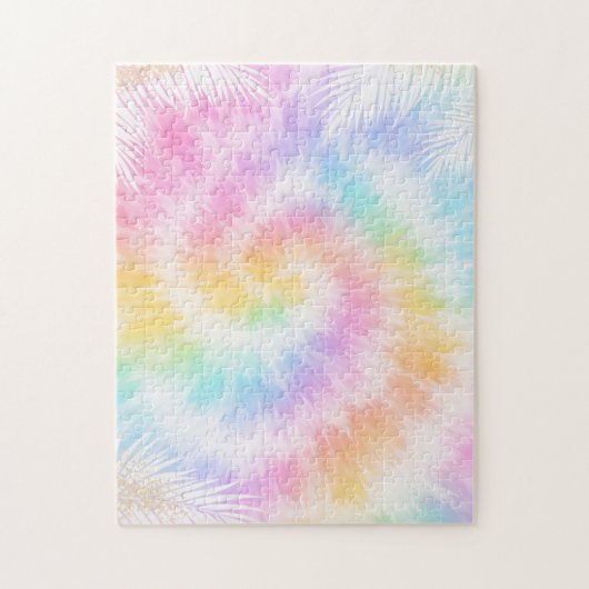 Pink Pastel Tie Dye Girly Chic                     ジグソーパズル (縦)