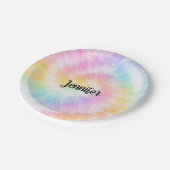 Pink Pastel Tie Dye Girly Chic ペーパープレート (アングル)