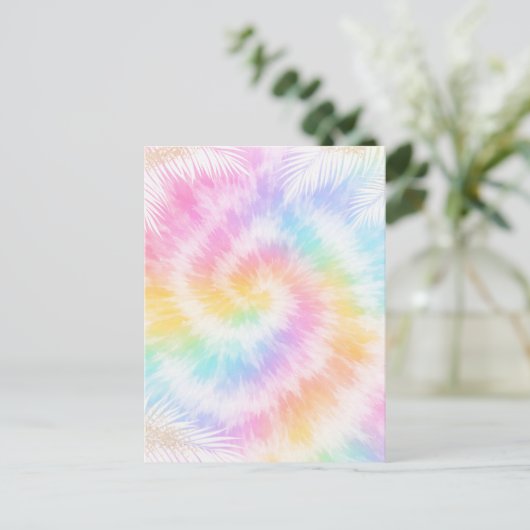 Pink Pastel Tie Dye Girly Chic                     ポストカード (スタンド正面)