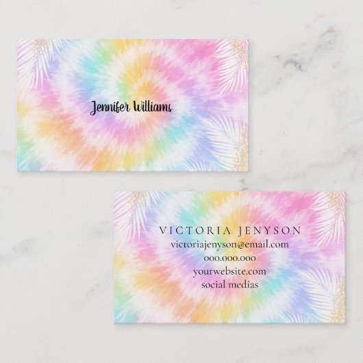 Pink Pastel Tie Dye Girly Chic 名刺 (正面/裏面)