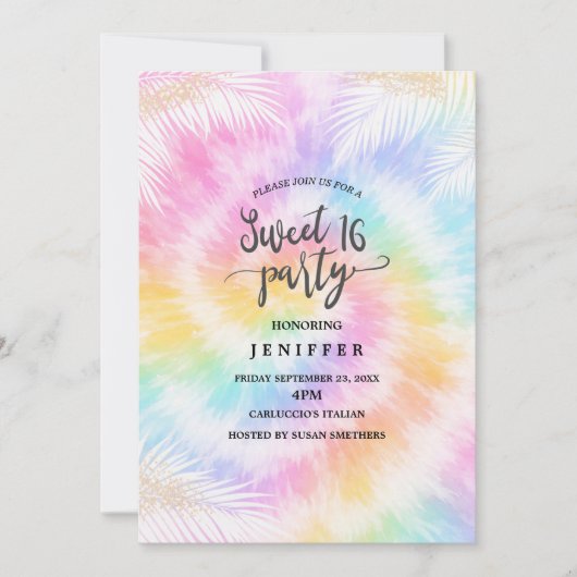 Pink Pastel Tie Dye Girly Chic                     招待状 (正面)