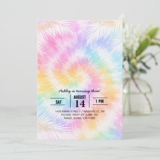 Pink Pastel Tie Dye Girly Chic                     招待状 (スタンド正面)