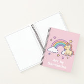 Pink Pastel Unicorn Rainbow Custom Name  ノートブック (内部)