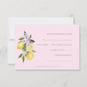 Pink Pastel Watercolor Citrus Wedding RSVP Card (裏面)