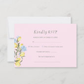 Pink Pastel Watercolor Citrus Wedding RSVP Card (正面)