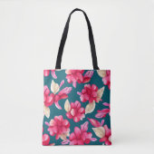 Pink Pastel Watercolor Floral トートバッグ (正面)