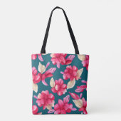 Pink Pastel Watercolor Floral トートバッグ (裏面)
