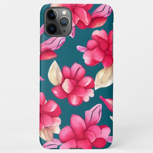 Pink Pastel Watercolor Floral  iPhoneケース (裏面)