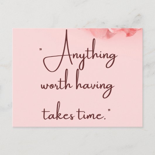 Pink Patience Pays Off – Motivational Quote Poster ポストカード (正面)