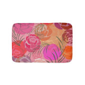 Pink pattern with flowers and plants バスマット (正面)