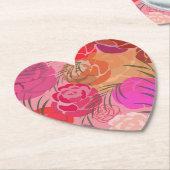Pink pattern with flowers and plants ペーパーコースター (アングル)