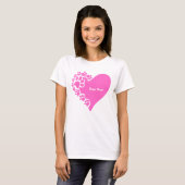 Pink paw paws heart t-shirt for cat lover women tシャツ (正面フル)