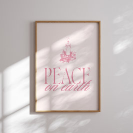 Pink Peace on Earth Candle Christmas Poster ポスター