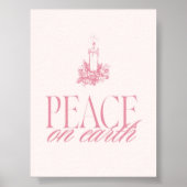 Pink Peace on Earth Candle Christmas Poster ポスター (正面)