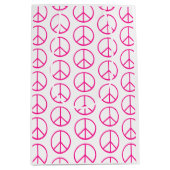 Pink Peace Sign Gift Wrap ミディアムペーパーバッグ (正面)