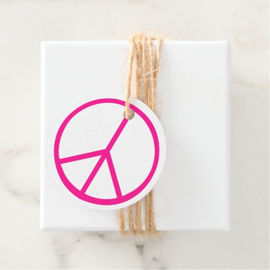 Pink Peace Sign Groovy Gift Wrap フェイバータグ (インサイチュ)