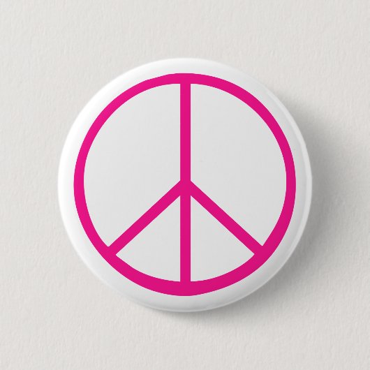 Pink Peace Sign Modern White 缶バッジ (正面)
