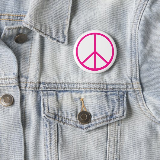 Pink Peace Sign Modern White 缶バッジ (インサイチュ)