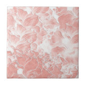 Pink, Peach, and White Floral Pattern Tile タイル (正面)