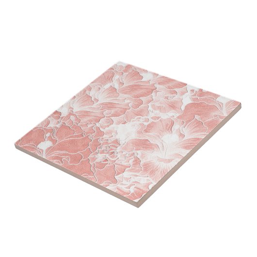 Pink, Peach, and White Floral Pattern Tile タイル (側面)