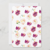 Pink Peach Burgundy Watercolor Flowers 招待状 (裏面)