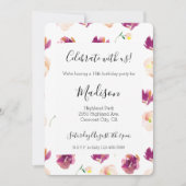 Pink Peach Burgundy Watercolor Flowers 招待状 (正面)