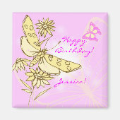 Pink Peach Butterfly マグネット (正面)