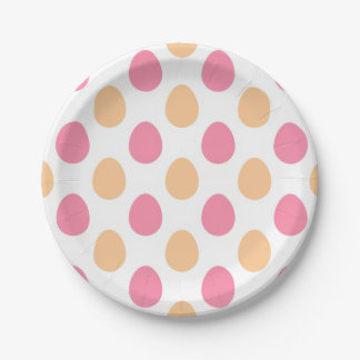 Pink Peach Easter Eggs Spring Paper Plates ペーパープレート