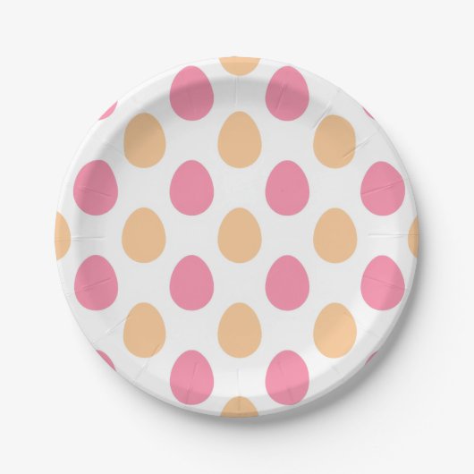 Pink Peach Easter Eggs Spring Paper Plates ペーパープレート (正面)