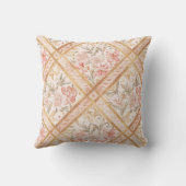 Pink Peach Florals Flowers Pattern and Ribbon クッション (裏面)