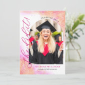 Pink Peach She Did It Graduation Announcment Party 招待状 (スタンド正面)
