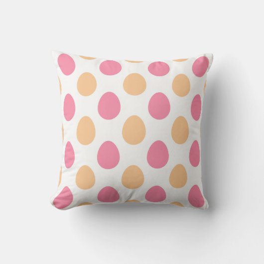 Pink Peach Spring Easter Eggs Throw Pillow クッション (正面)