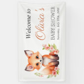 Pink Peach Woodland Fox Baby Shower Banner 横断幕 (縦)