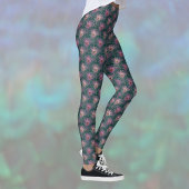 Pink Peacock Feathers Pretty Pattern on Deep Green レギンス