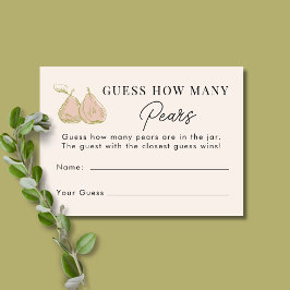 Pink Pear Guess How Many Pears Bridal Shower Game エンクロージャーカード