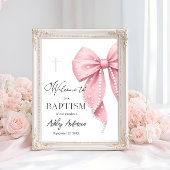 Pink Pearl Bow Baptism Welcome  ポスター