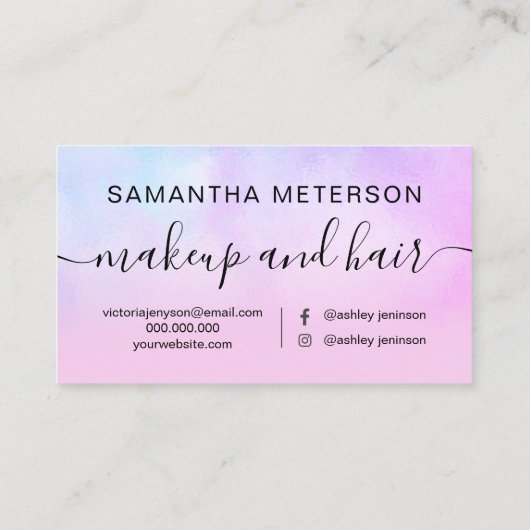 Pink Pearl Ombre Holographic Beauty Makeup Script 名刺 (裏面)