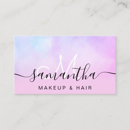 Pink Pearl Ombre Holographic Beauty Makeup Script 名刺 (正面)