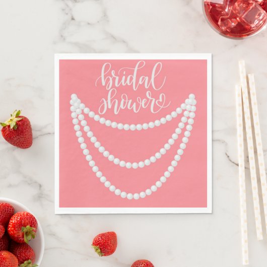 pink pearls bridal shower スタンダードランチョンナプキン (インサイチュ)