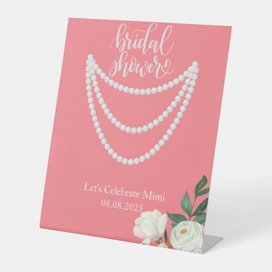 pink pearls bridal shower 台座サイン (正面)